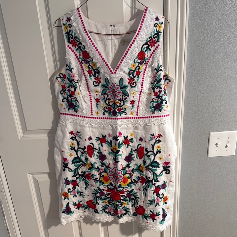 Boden Floral Embroidered Sleeveless Dress